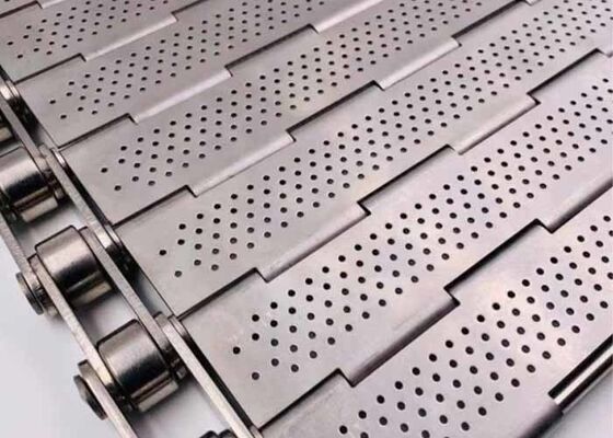 Stainless Steel 304 Plate Chain Conveyor Belt Food Grade Easy Clean Custom Width